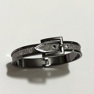 Express Glitter Gunmetal Thin Bangle Hinge Clasp Bracelet NEW